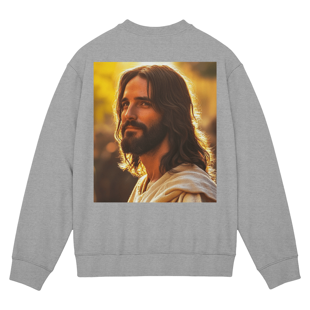 Jesus Serenity Crewneck – Premium Cotton, Gentle Savior Portrait, Embrace Peace and Faith