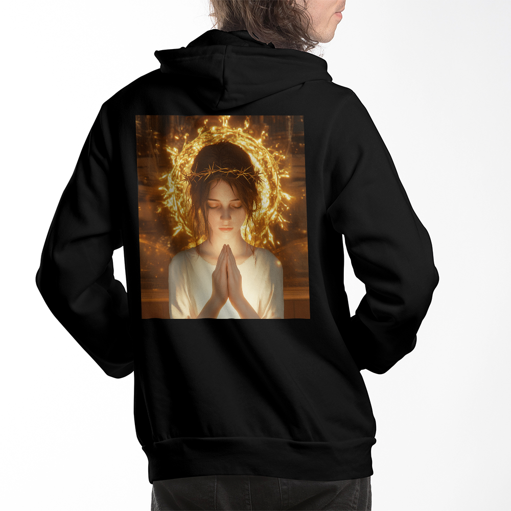 Crown of Thorns Prayer Hoodie – Divine Light, Faithful Prayer, Perfect for Reflecting His Love