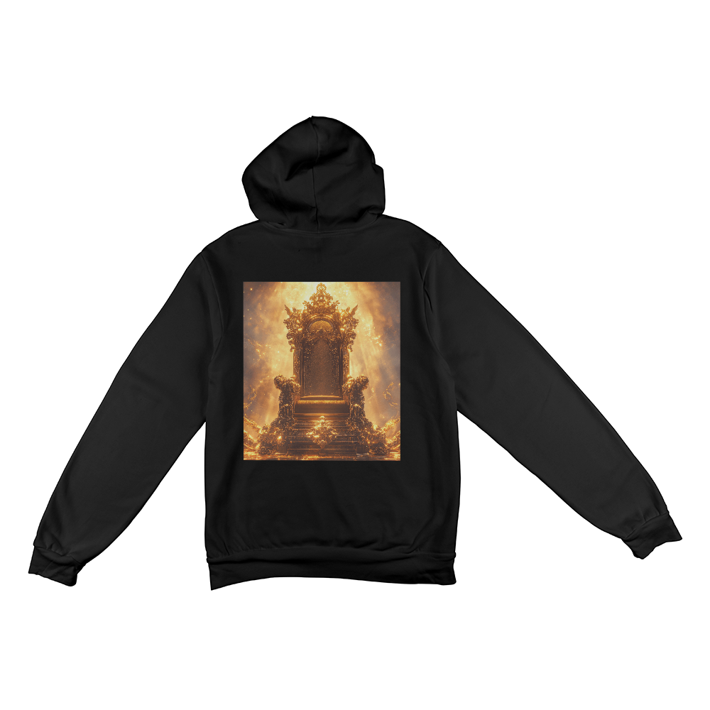 Heavenly Throne Hoodie – Cozy Fabric with a Shining Golden Throne Pattern