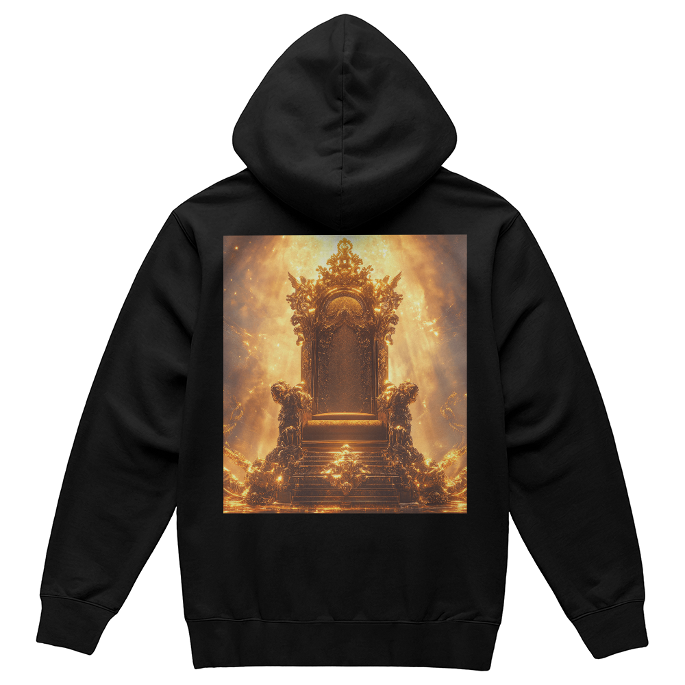 Heavenly Throne Hoodie – Cozy Fabric with a Shining Golden Throne Pattern