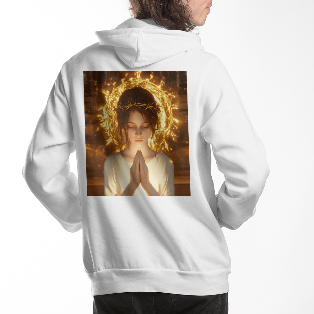 Crown of Thorns Prayer Hoodie – Divine Light, Faithful Prayer, Perfect for Reflecting His Love