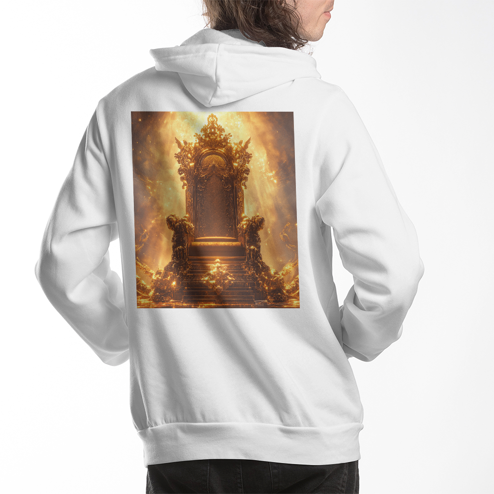 Heavenly Throne Hoodie – Cozy Fabric with a Shining Golden Throne Pattern