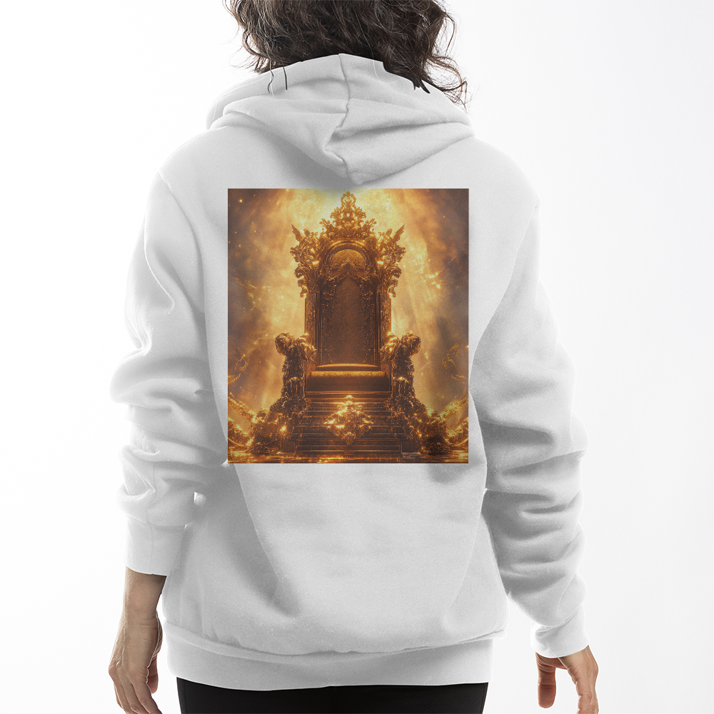 Heavenly Throne Hoodie – Cozy Fabric with a Shining Golden Throne Pattern