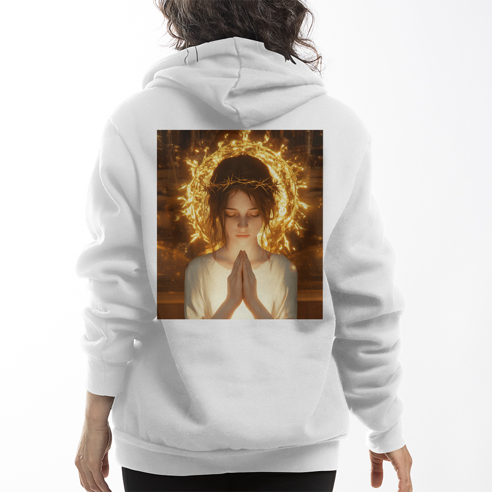 Crown of Thorns Prayer Hoodie – Divine Light, Faithful Prayer, Perfect for Reflecting His Love