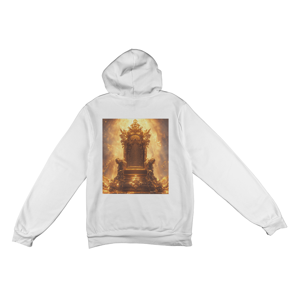 Heavenly Throne Hoodie – Cozy Fabric with a Shining Golden Throne Pattern