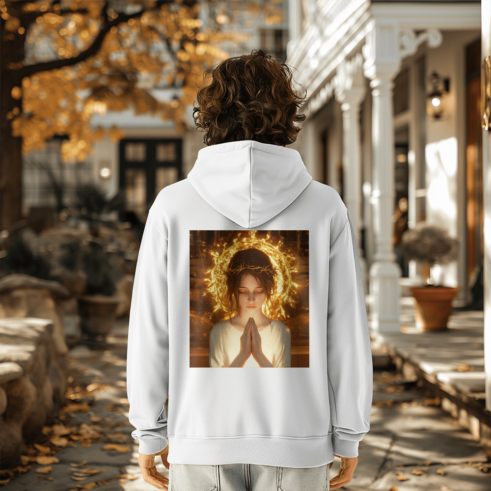 Crown of Thorns Prayer Hoodie – Divine Light, Faithful Prayer, Perfect for Reflecting His Love