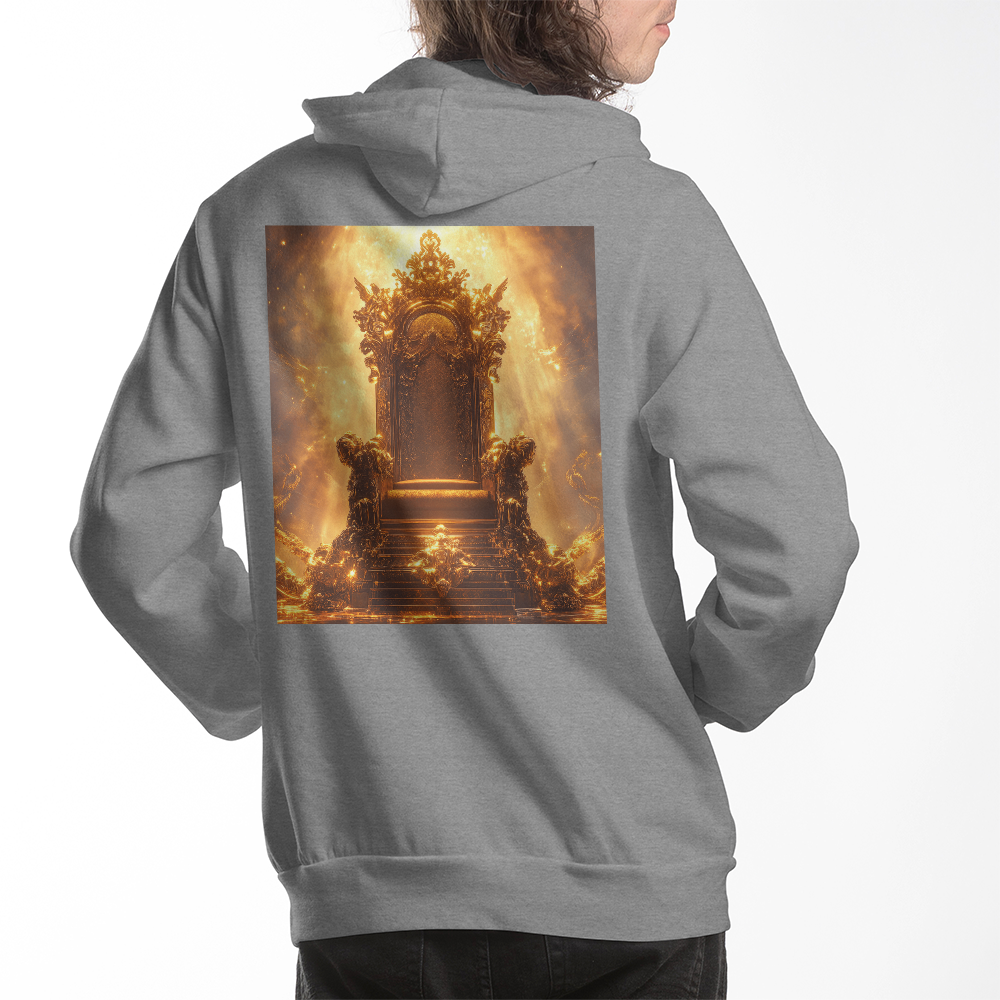 Heavenly Throne Hoodie – Cozy Fabric with a Shining Golden Throne Pattern