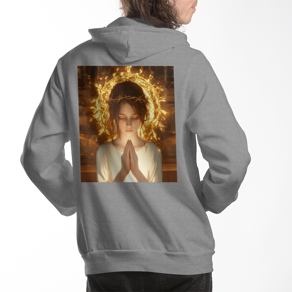 Crown of Thorns Prayer Hoodie – Divine Light, Faithful Prayer, Perfect for Reflecting His Love