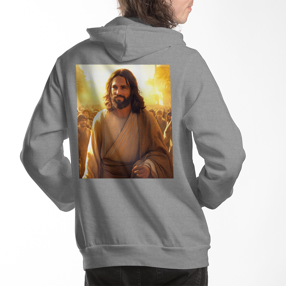 Faith & Warmth Hoodie – Premium Cotton Featuring Jesus’ Joyful Presence