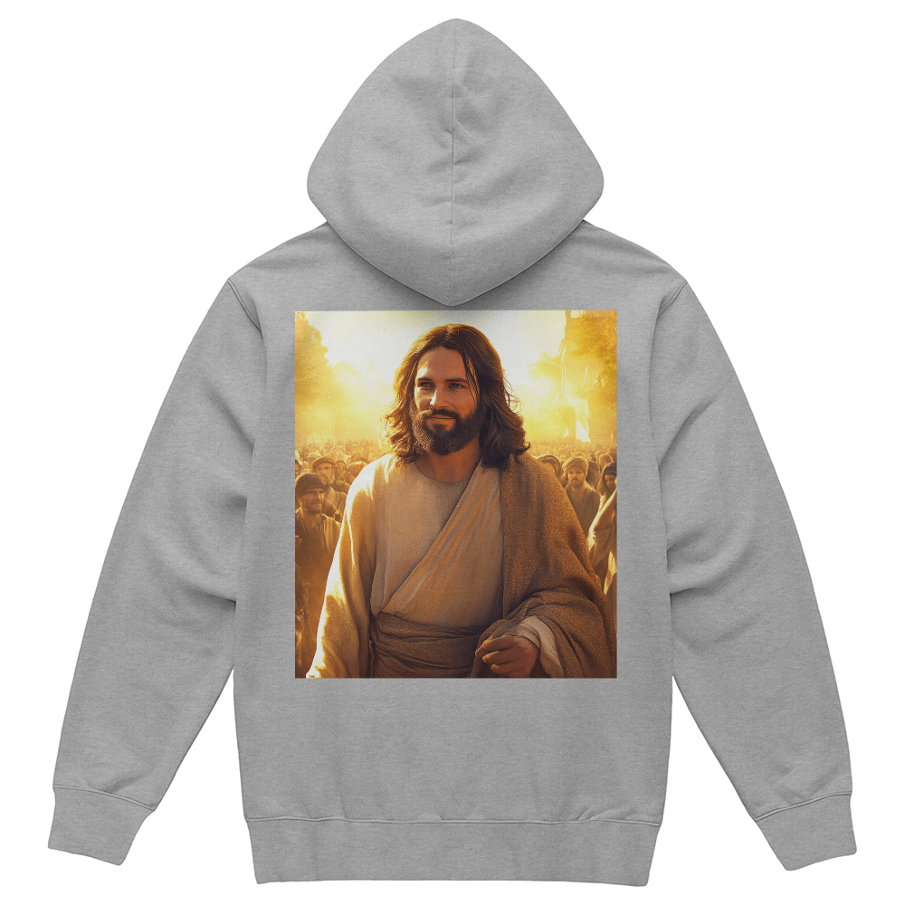 Faith & Warmth Hoodie – Premium Cotton Featuring Jesus’ Joyful Presence