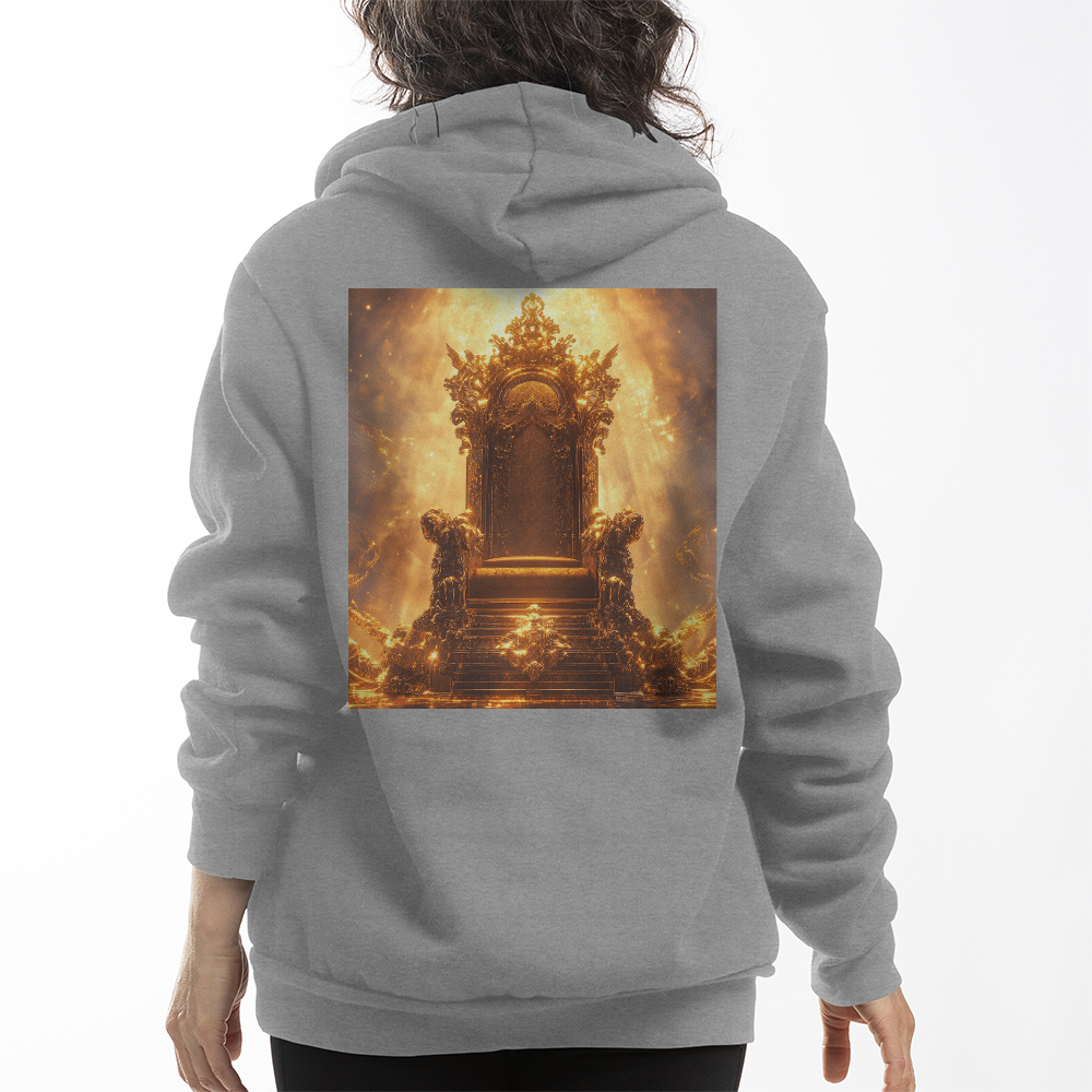 Heavenly Throne Hoodie – Cozy Fabric with a Shining Golden Throne Pattern