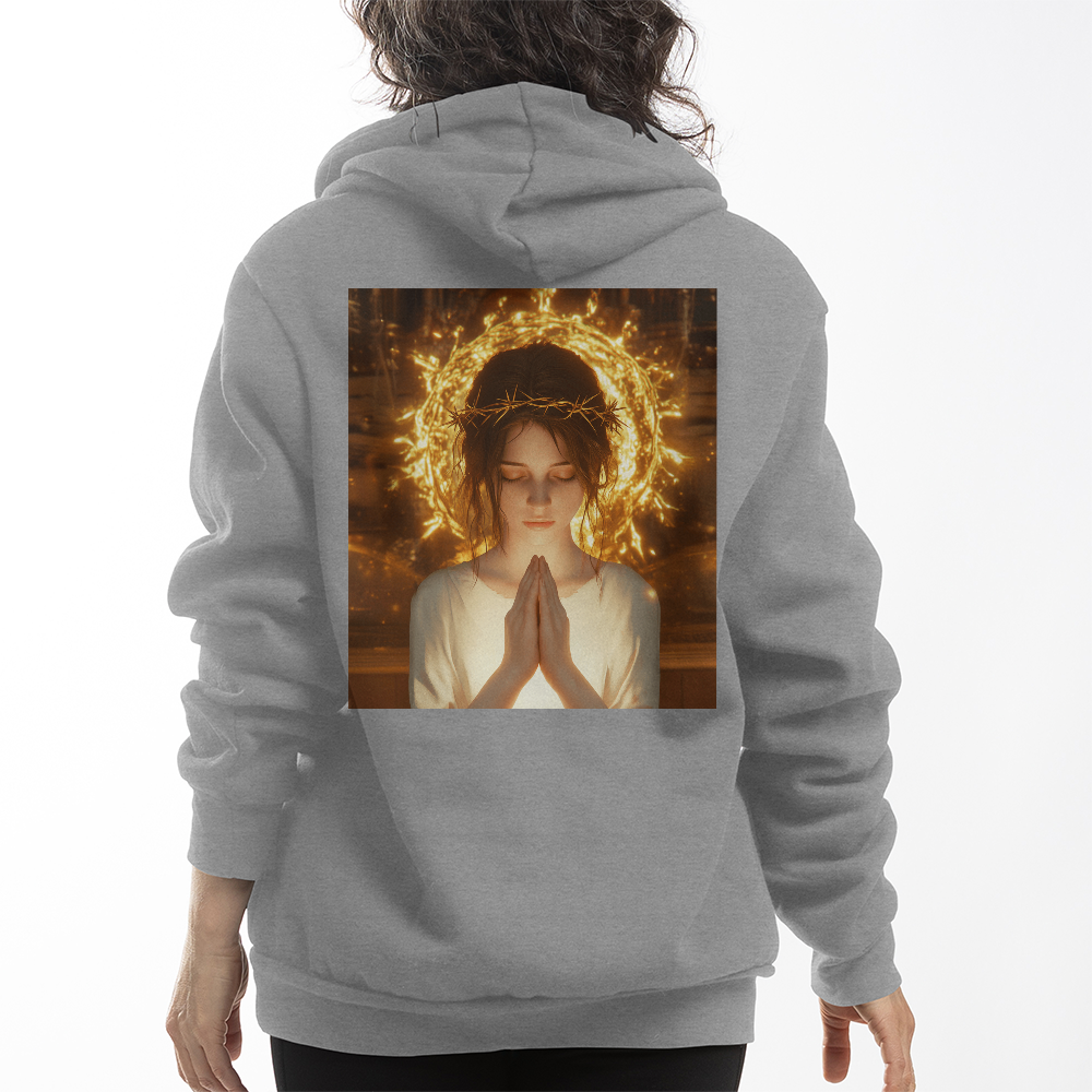 Crown of Thorns Prayer Hoodie – Divine Light, Faithful Prayer, Perfect for Reflecting His Love