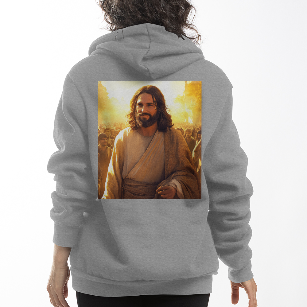 Faith & Warmth Hoodie – Premium Cotton Featuring Jesus’ Joyful Presence