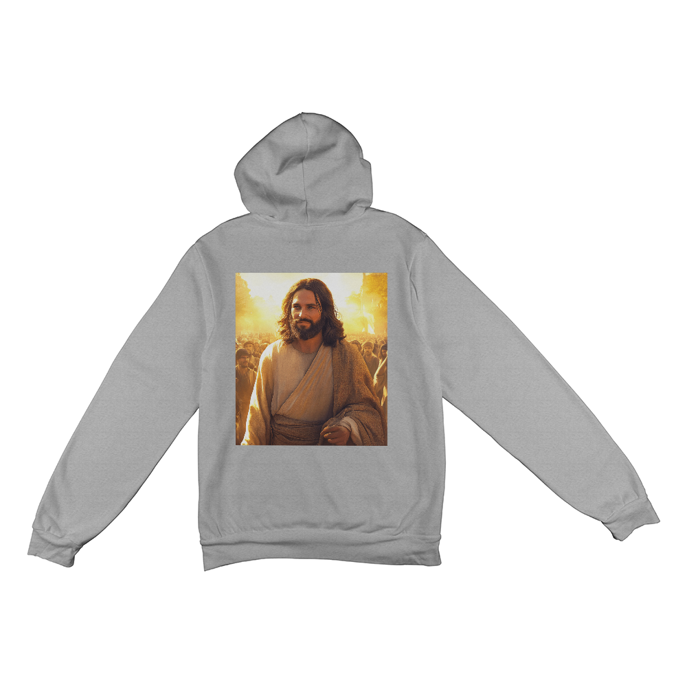 Faith & Warmth Hoodie – Premium Cotton Featuring Jesus’ Joyful Presence