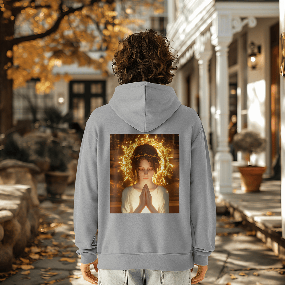 Crown of Thorns Prayer Hoodie – Divine Light, Faithful Prayer, Perfect for Reflecting His Love