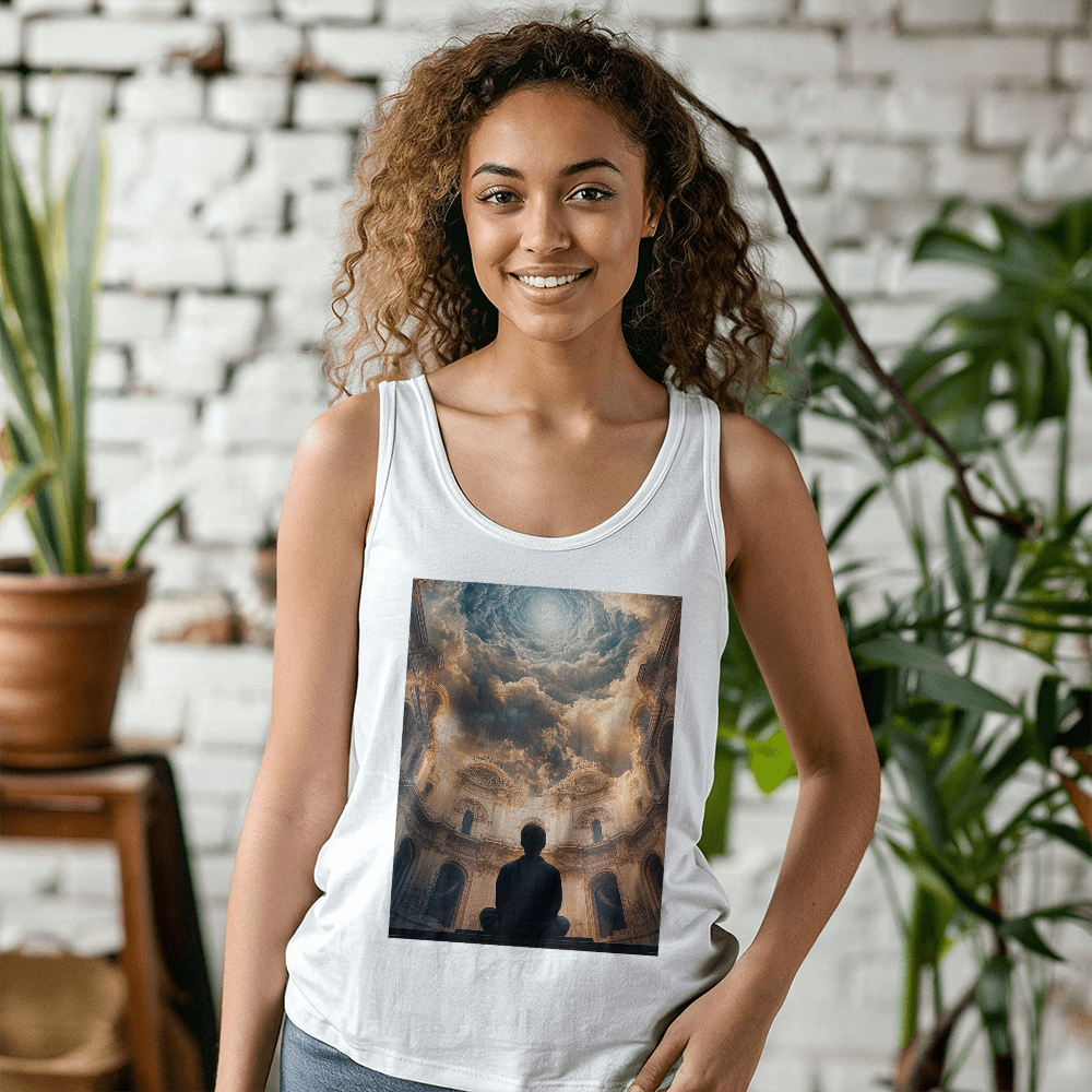 Sacred Tranquility Vest – Cozy Cotton with a Profound Heavenly Gaze Design