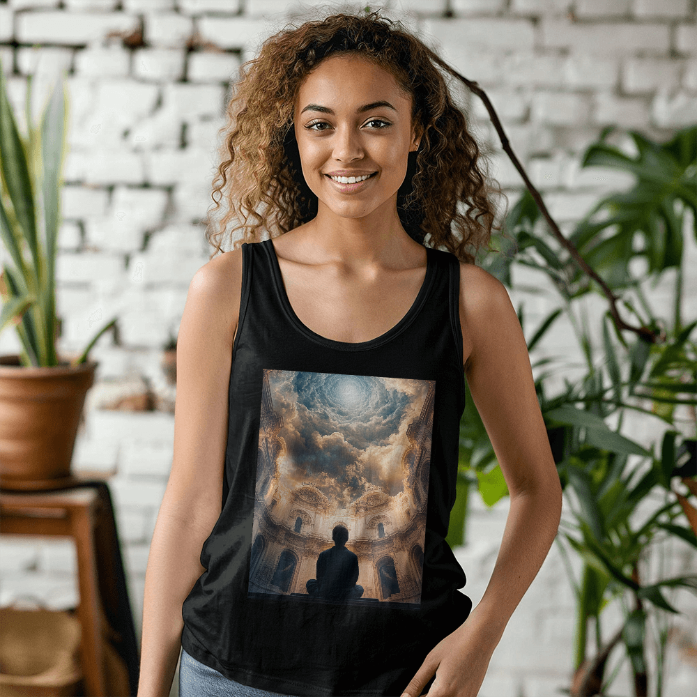 Sacred Tranquility Vest – Cozy Cotton with a Profound Heavenly Gaze Design