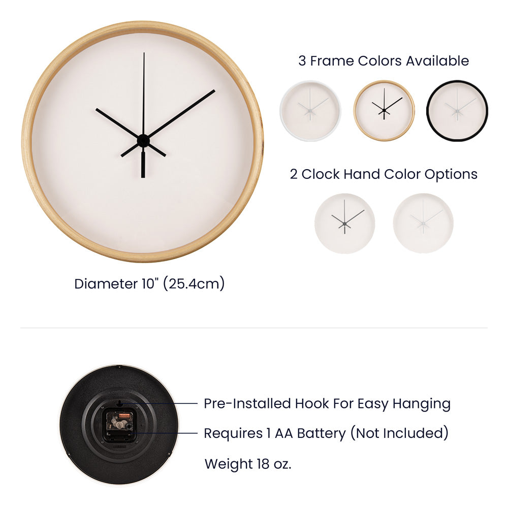 "Wood Frame 10” Clock: A Timeless Home Accent with Classic Charm"