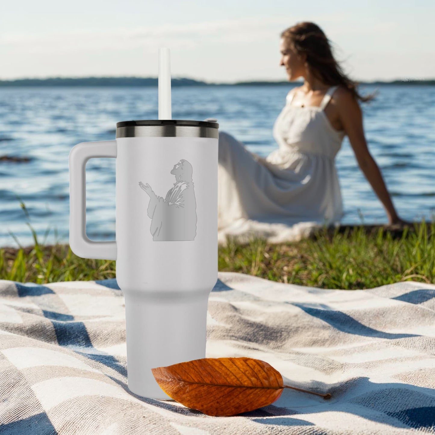 Divine Prayer Stainless Steel Cup – Clean Design with a Praying Jesus Silhouette