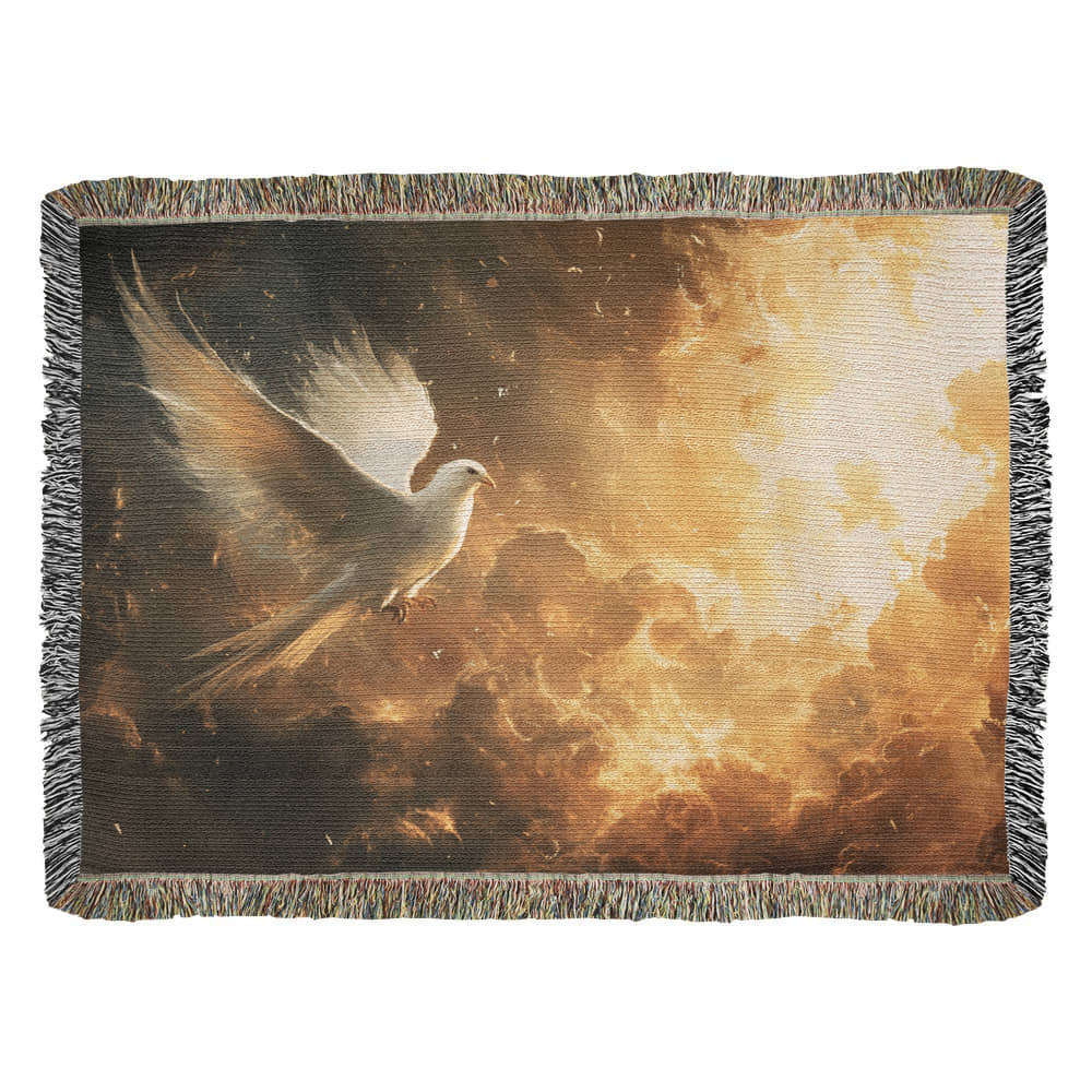 Flying Pigeon Blanket – Soft, Cozy Fabric with Tassels, Evoking Mystery and Tranquility