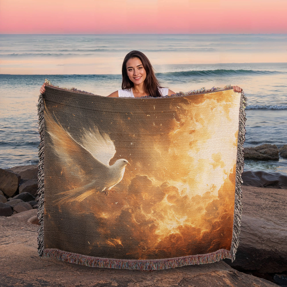 Flying Pigeon Blanket – Soft, Cozy Fabric with Tassels, Evoking Mystery and Tranquility