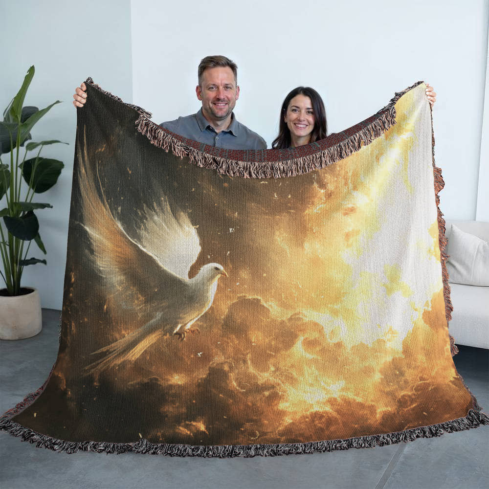 Flying Pigeon Blanket – Soft, Cozy Fabric with Tassels, Evoking Mystery and Tranquility