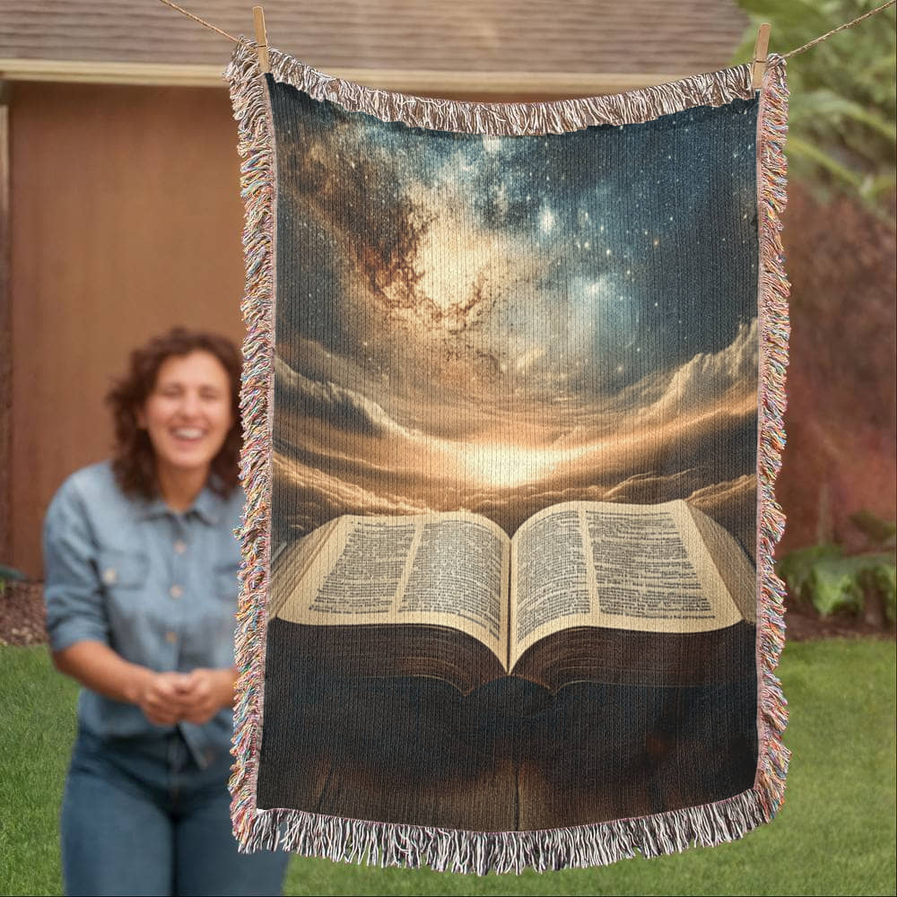 Divine Holy Bible Blanket – Ultra-Soft with Tassels and Sacred Heavenly Atmosphere