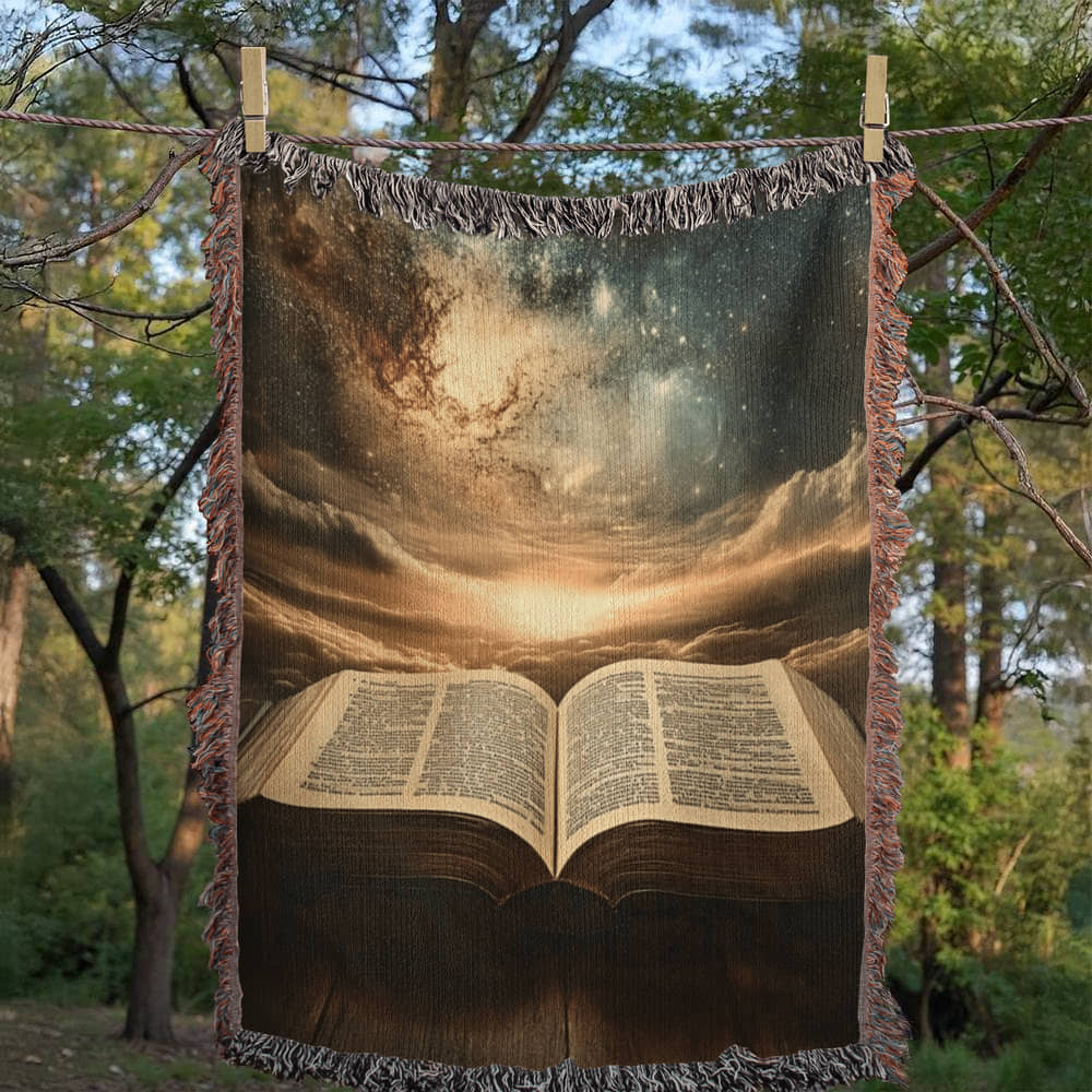 Divine Holy Bible Blanket – Ultra-Soft with Tassels and Sacred Heavenly Atmosphere