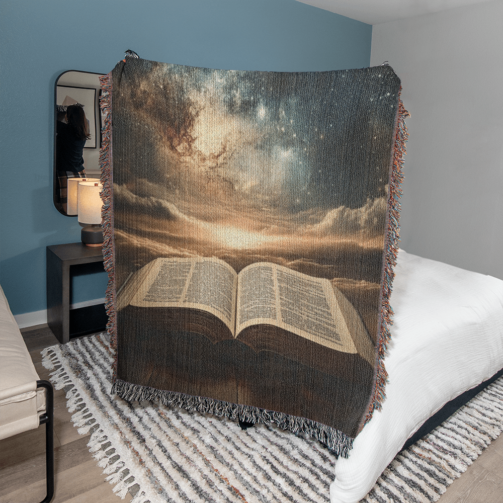 Divine Holy Bible Blanket – Ultra-Soft with Tassels and Sacred Heavenly Atmosphere