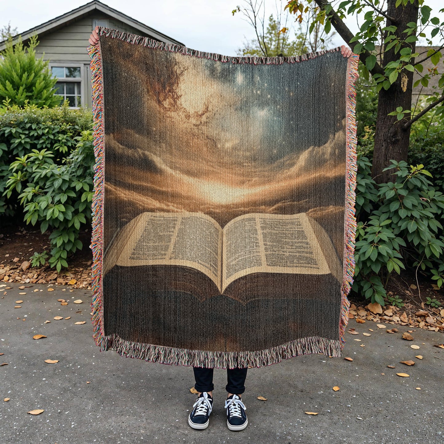 Divine Holy Bible Blanket – Ultra-Soft with Tassels and Sacred Heavenly Atmosphere