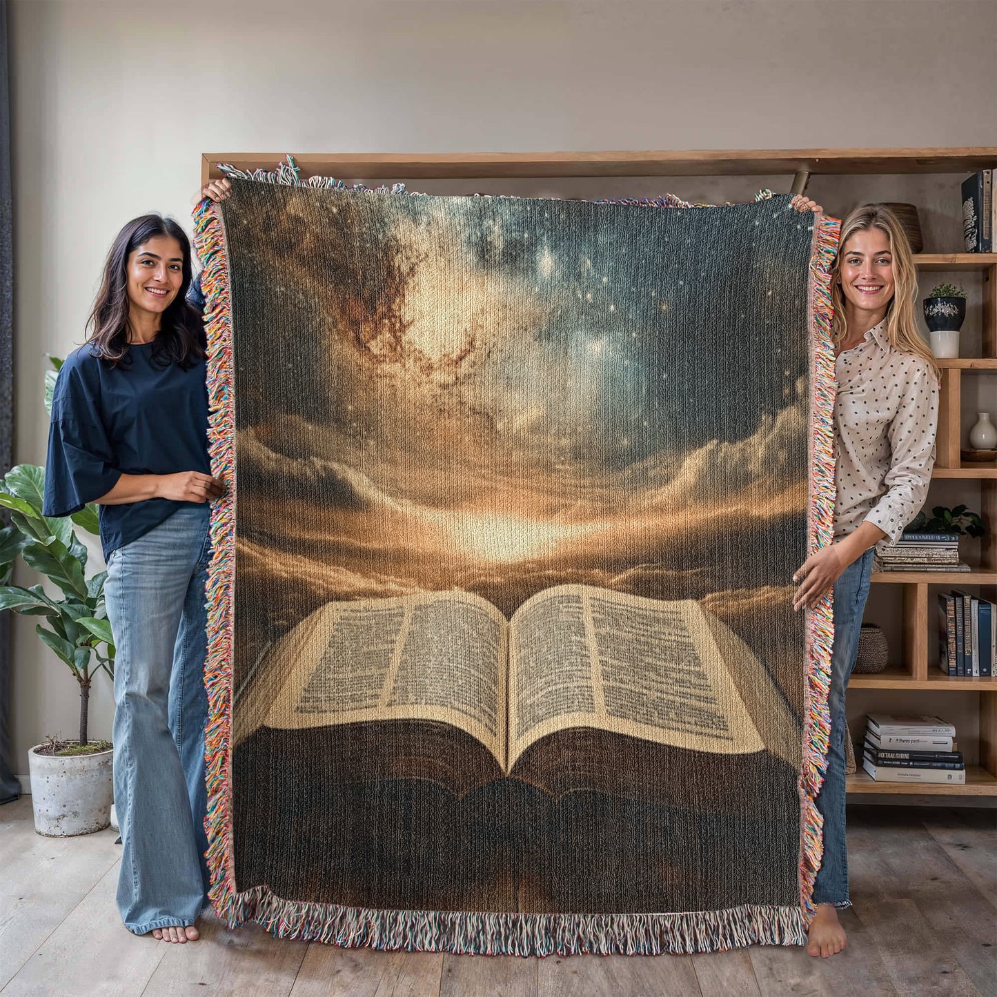 Divine Holy Bible Blanket – Ultra-Soft with Tassels and Sacred Heavenly Atmosphere