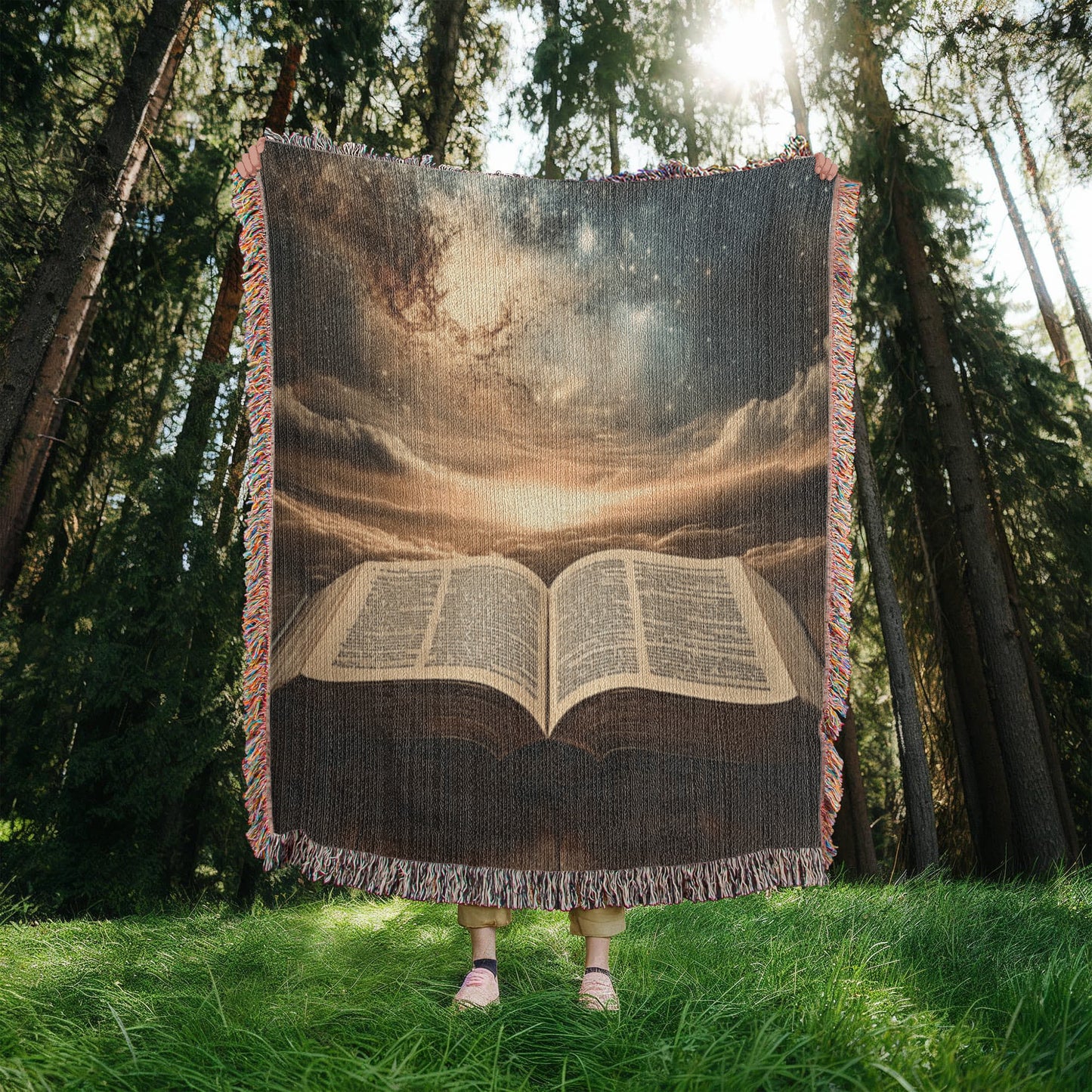 Divine Holy Bible Blanket – Ultra-Soft with Tassels and Sacred Heavenly Atmosphere