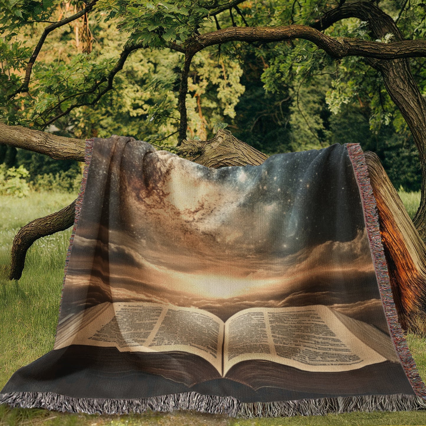 Divine Holy Bible Blanket – Ultra-Soft with Tassels and Sacred Heavenly Atmosphere