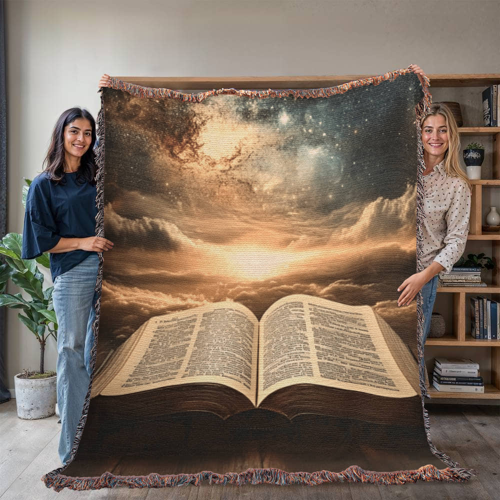 Divine Holy Bible Blanket – Ultra-Soft with Tassels and Sacred Heavenly Atmosphere