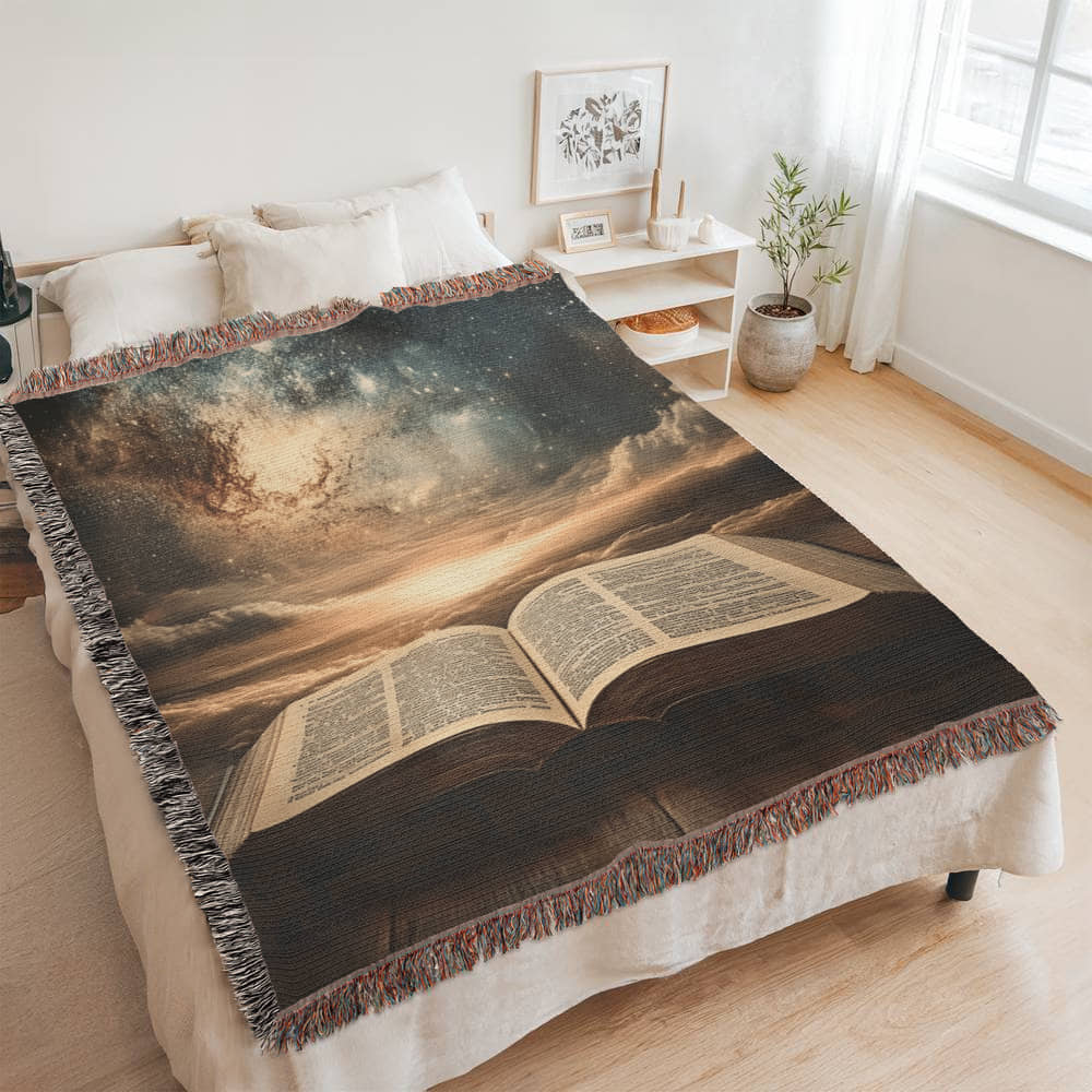 Divine Holy Bible Blanket – Ultra-Soft with Tassels and Sacred Heavenly Atmosphere