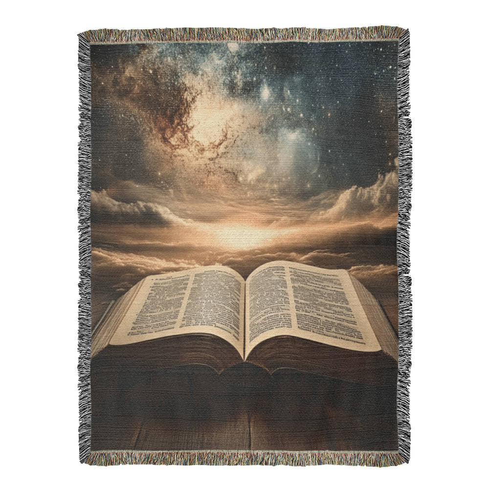 Divine Holy Bible Blanket – Ultra-Soft with Tassels and Sacred Heavenly Atmosphere