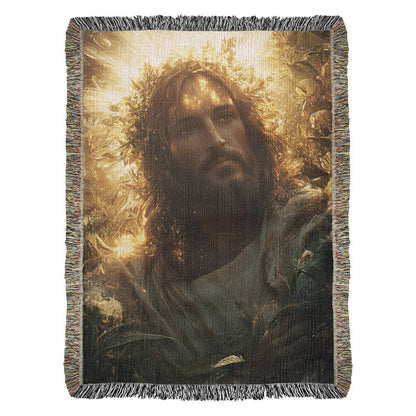 Divine Light Jesus Blanket – Plush, Warm Fabric with Colorful Tassels for Ultimate Comfort