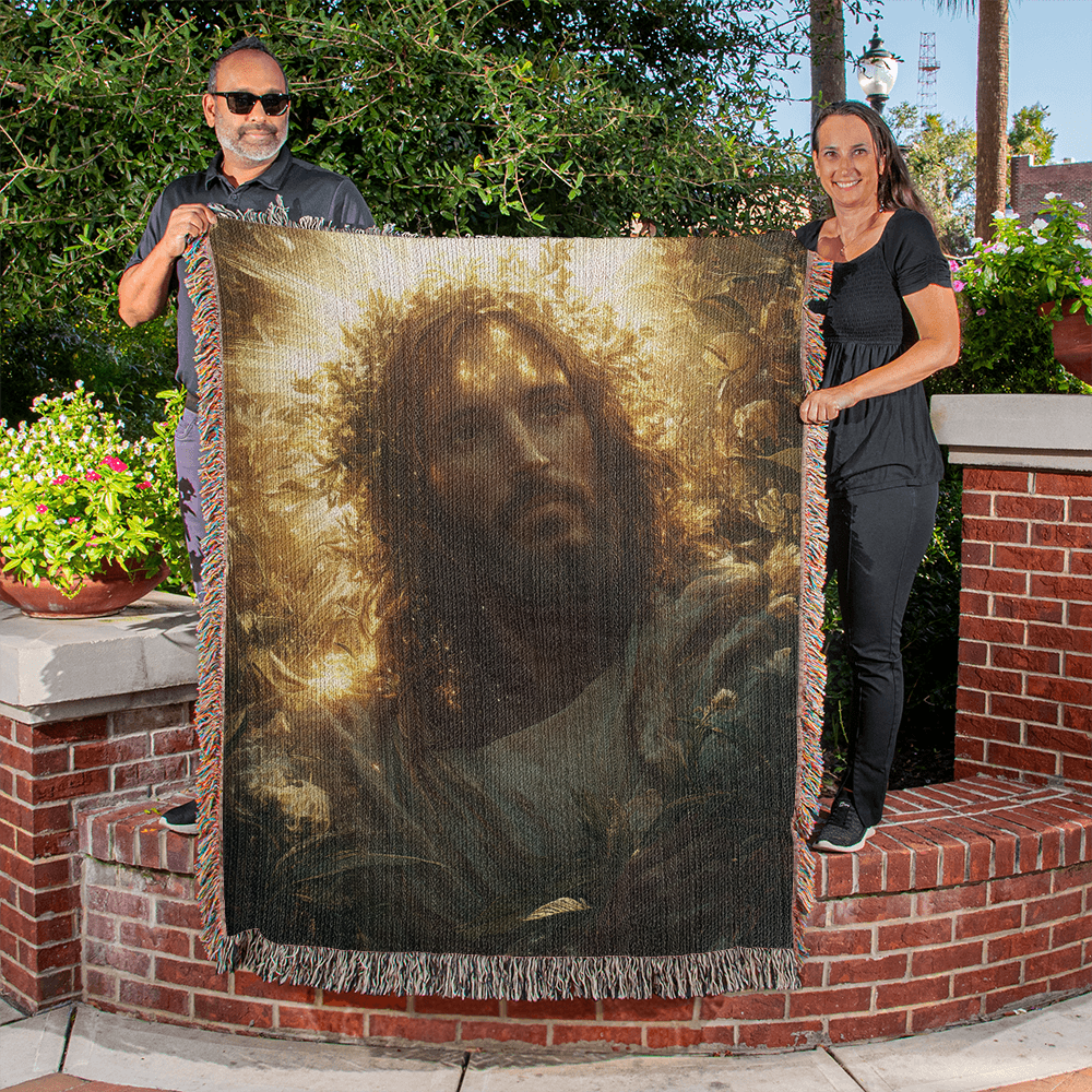 Divine Light Jesus Blanket – Plush, Warm Fabric with Colorful Tassels for Ultimate Comfort