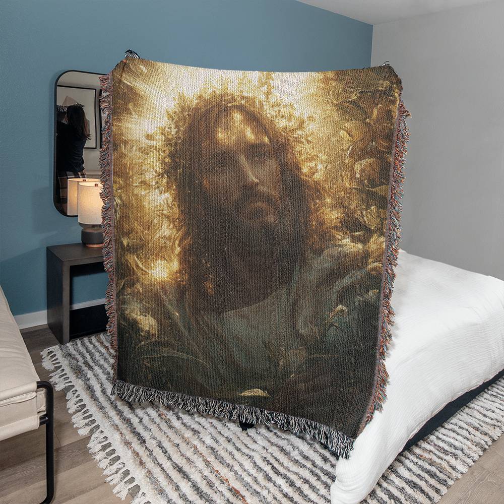 Divine Light Jesus Blanket – Plush, Warm Fabric with Colorful Tassels for Ultimate Comfort