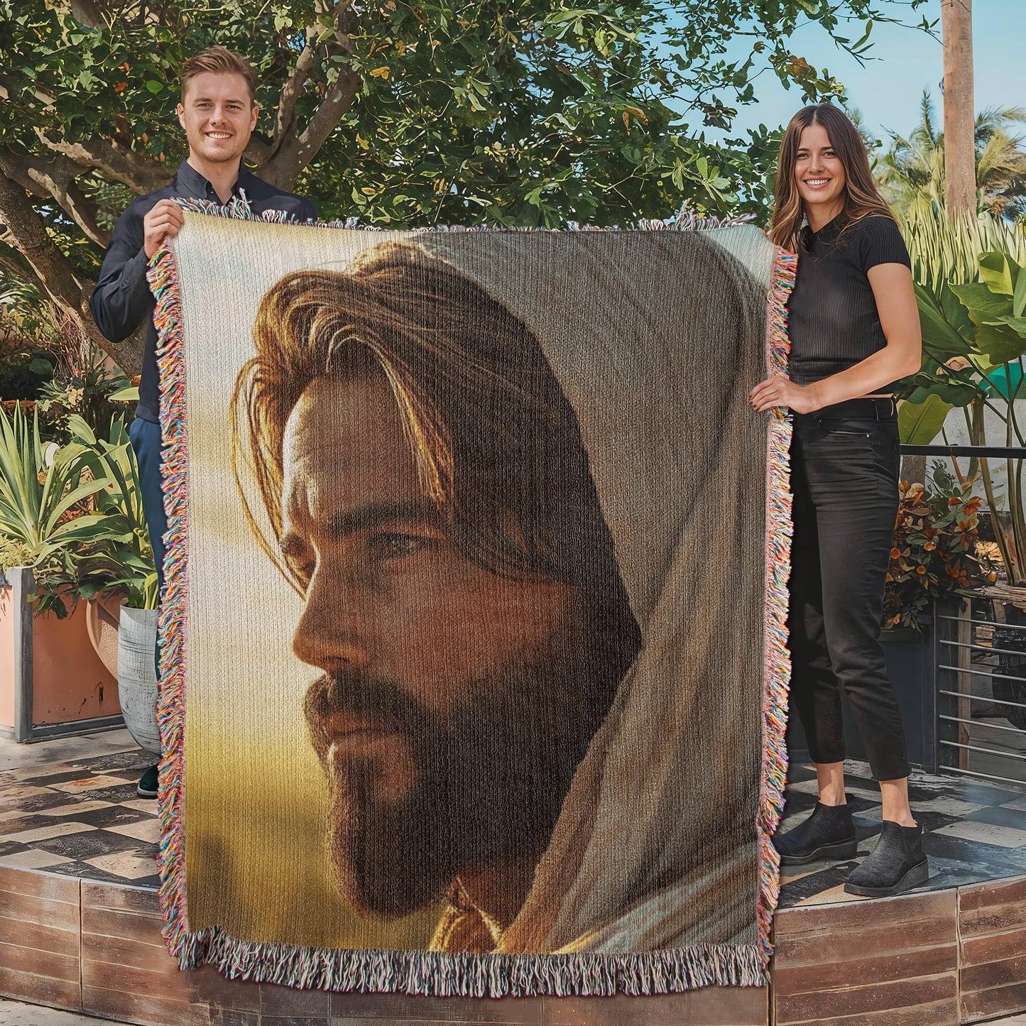 Jesus Blanket – Soft, Warm Material with Tassel Details for Comfort