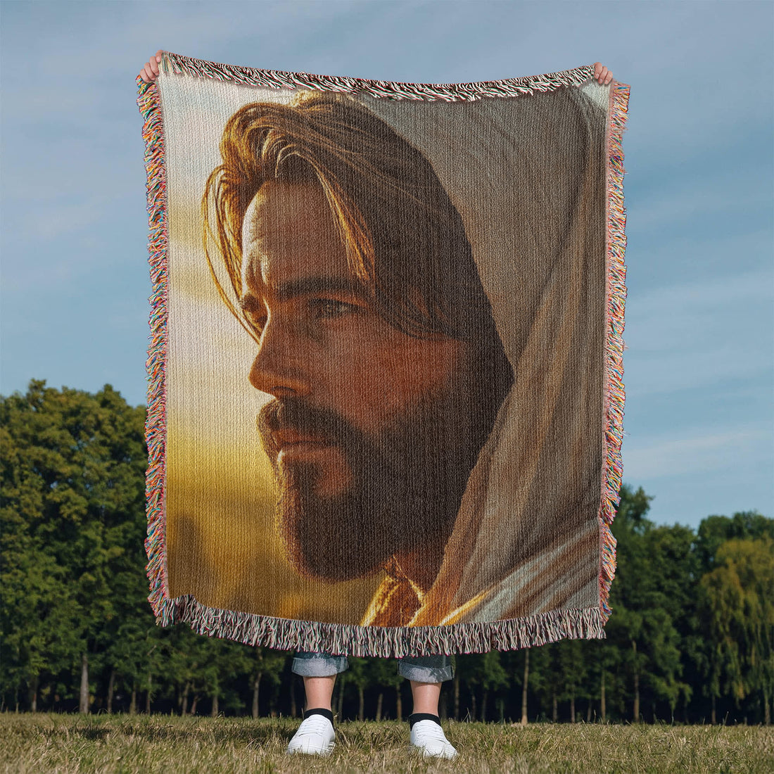 Jesus Blanket – Soft, Warm Material with Tassel Details for Comfort