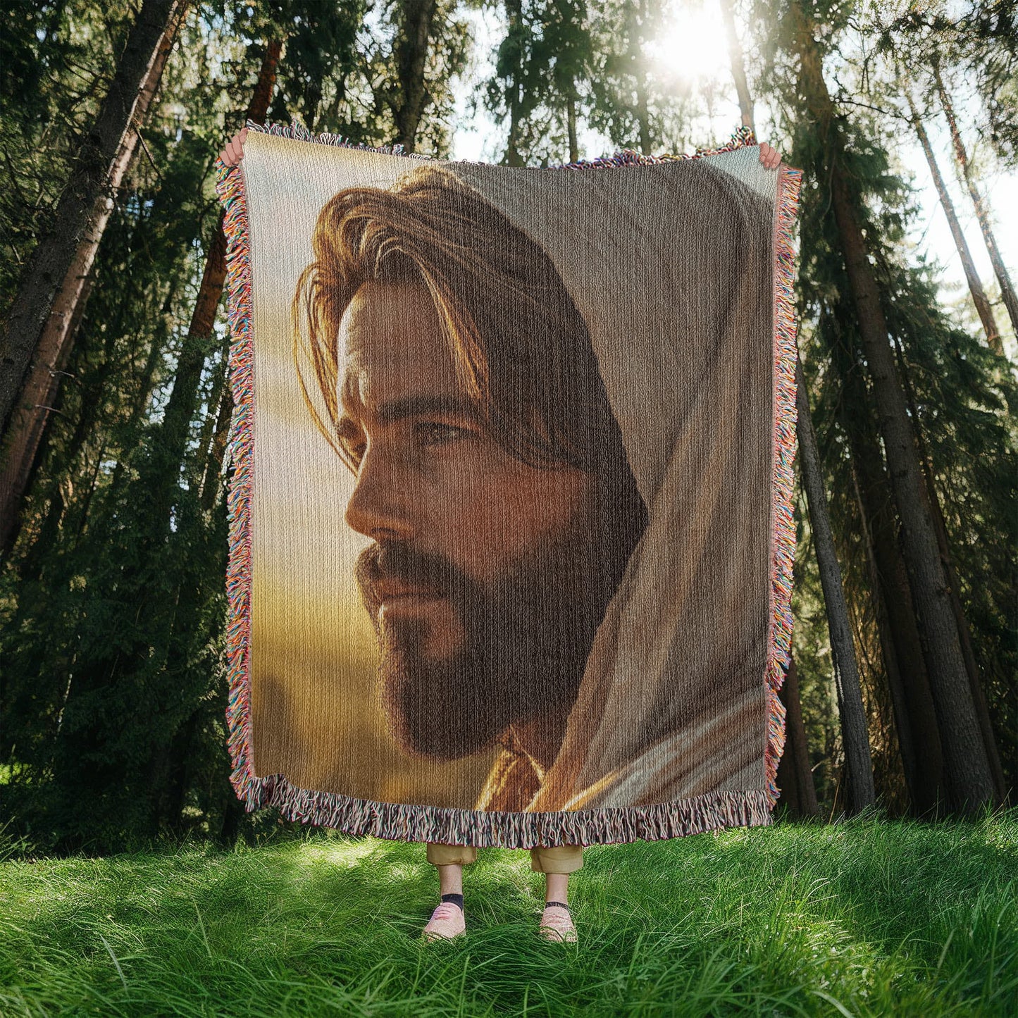 Jesus Blanket – Soft, Warm Material with Tassel Details for Comfort