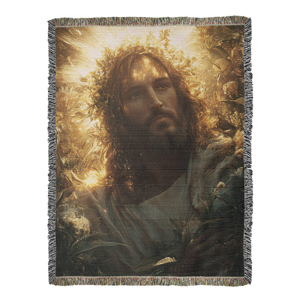 Divine Light Jesus Blanket – Plush, Warm Fabric with Colorful Tassels for Ultimate Comfort