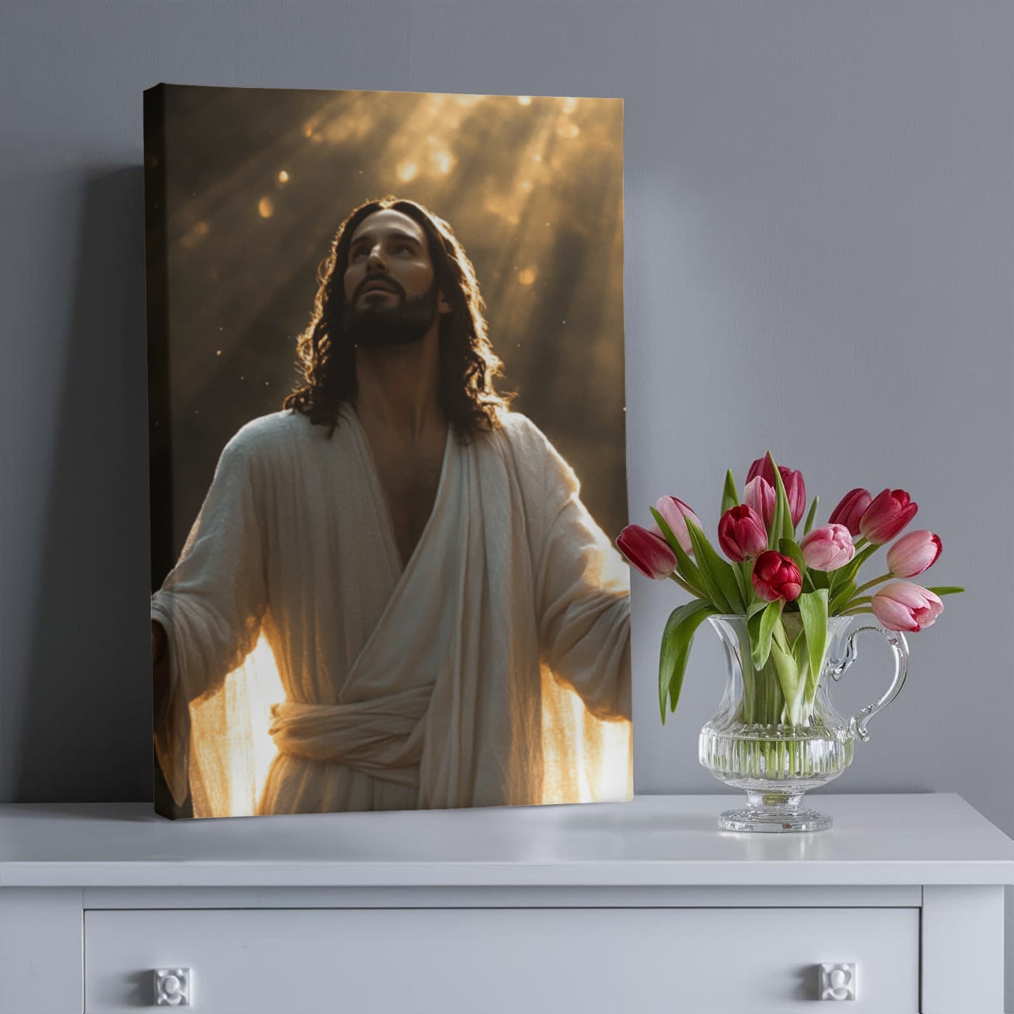 Heavenly Light Canvas – Divine Glow, Sacred Presence, A Symbol of Grace