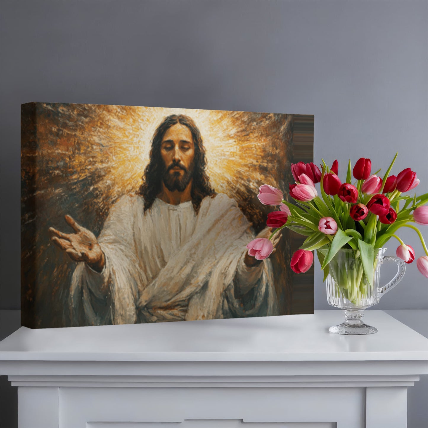 Radiant Savior Canvas – Divine Light, Open Arms, A Vision of Grace